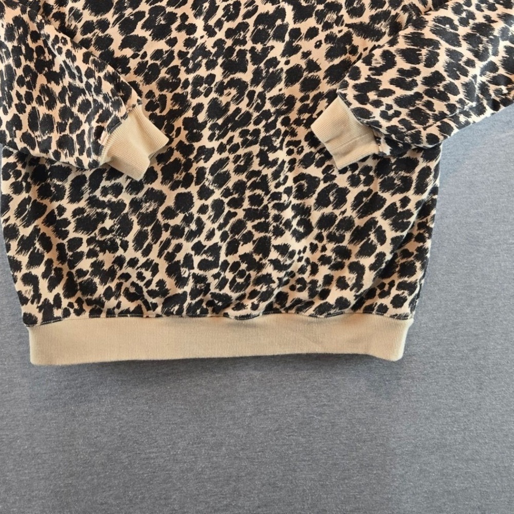Maeve Sweatshirt Womens XS Tan Black Leopard Print Raglan Pullover OB2186422 - Picture 6 of 10